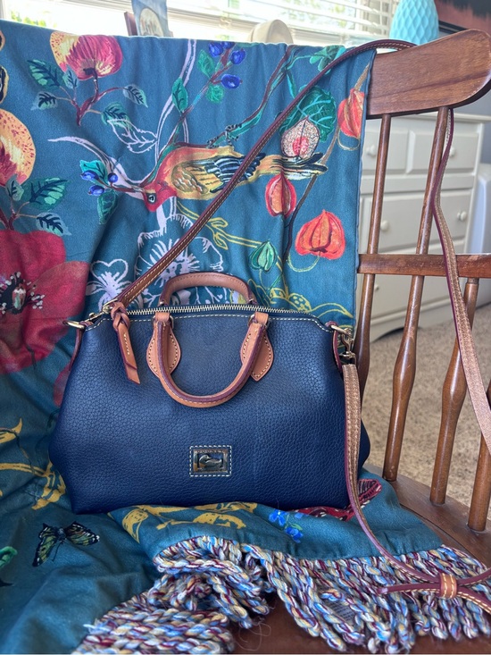 Dooney & Bourke Handbags - Dooney & Bourke Dillen Crossbody Satchel featuring a navy blue pebbled leather
